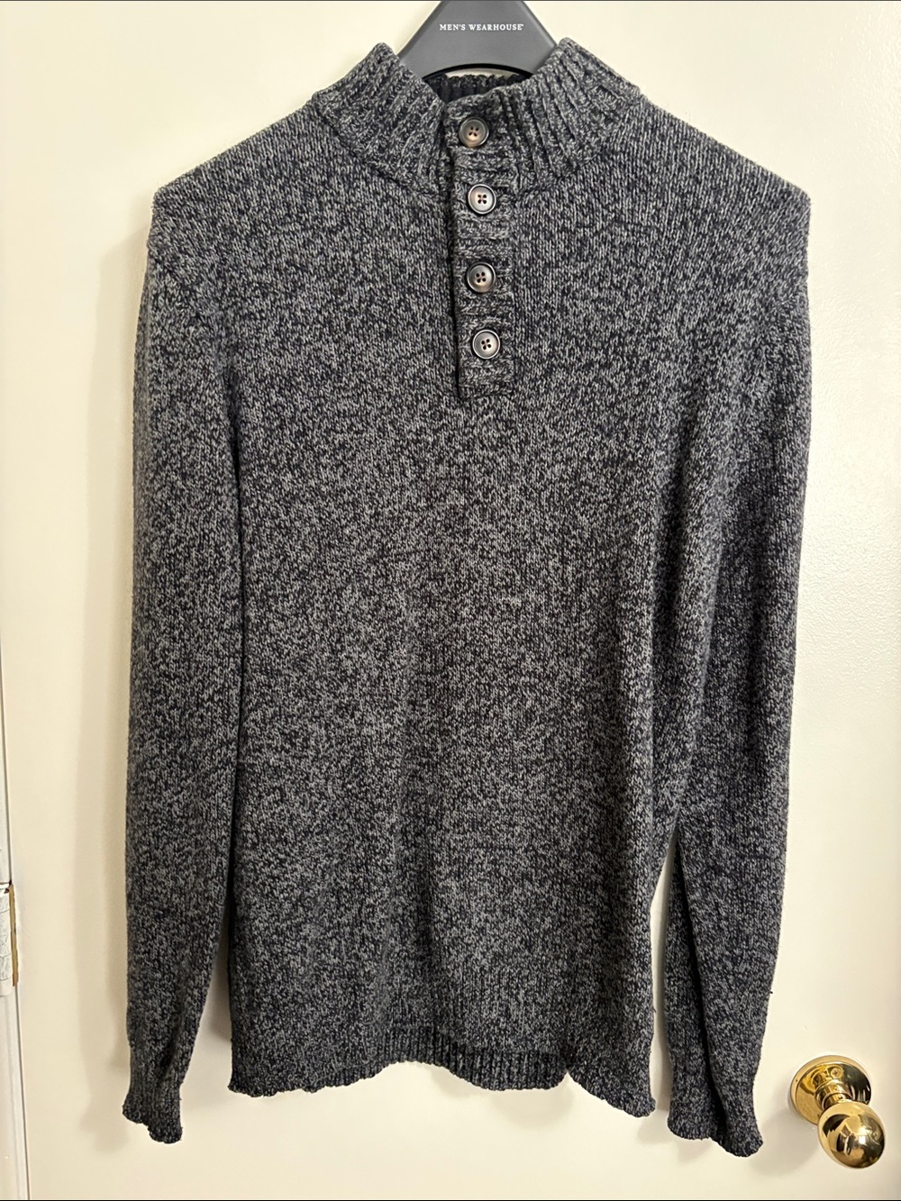 Old Navy Charcoal Marled Turtleneck Sweater with Button Placket